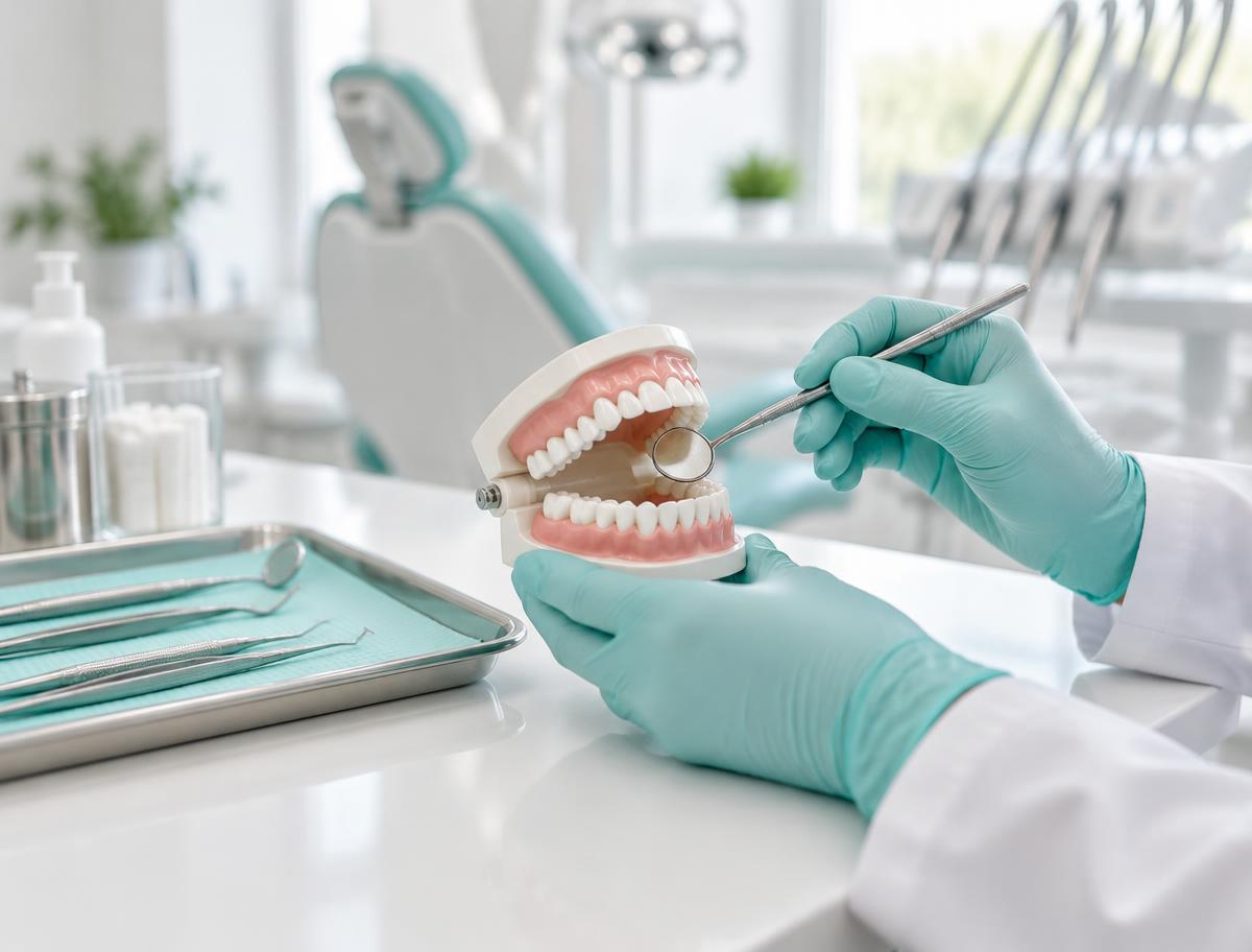 Dental model and examination instruments